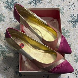 Coach Pink, Fuchsia & Gold Flats